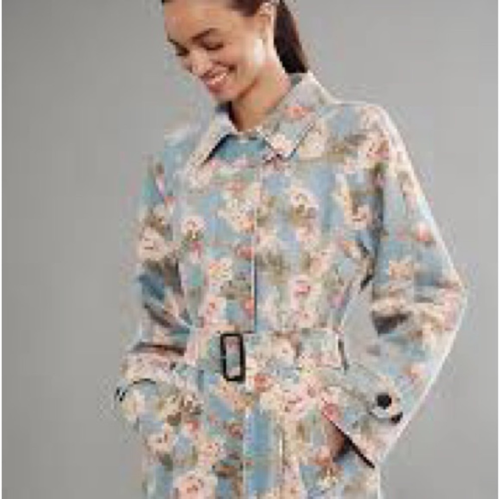 NWT / XL Avec Les Filles Printed Denim
Trench Coat - Picture 5 of 7
